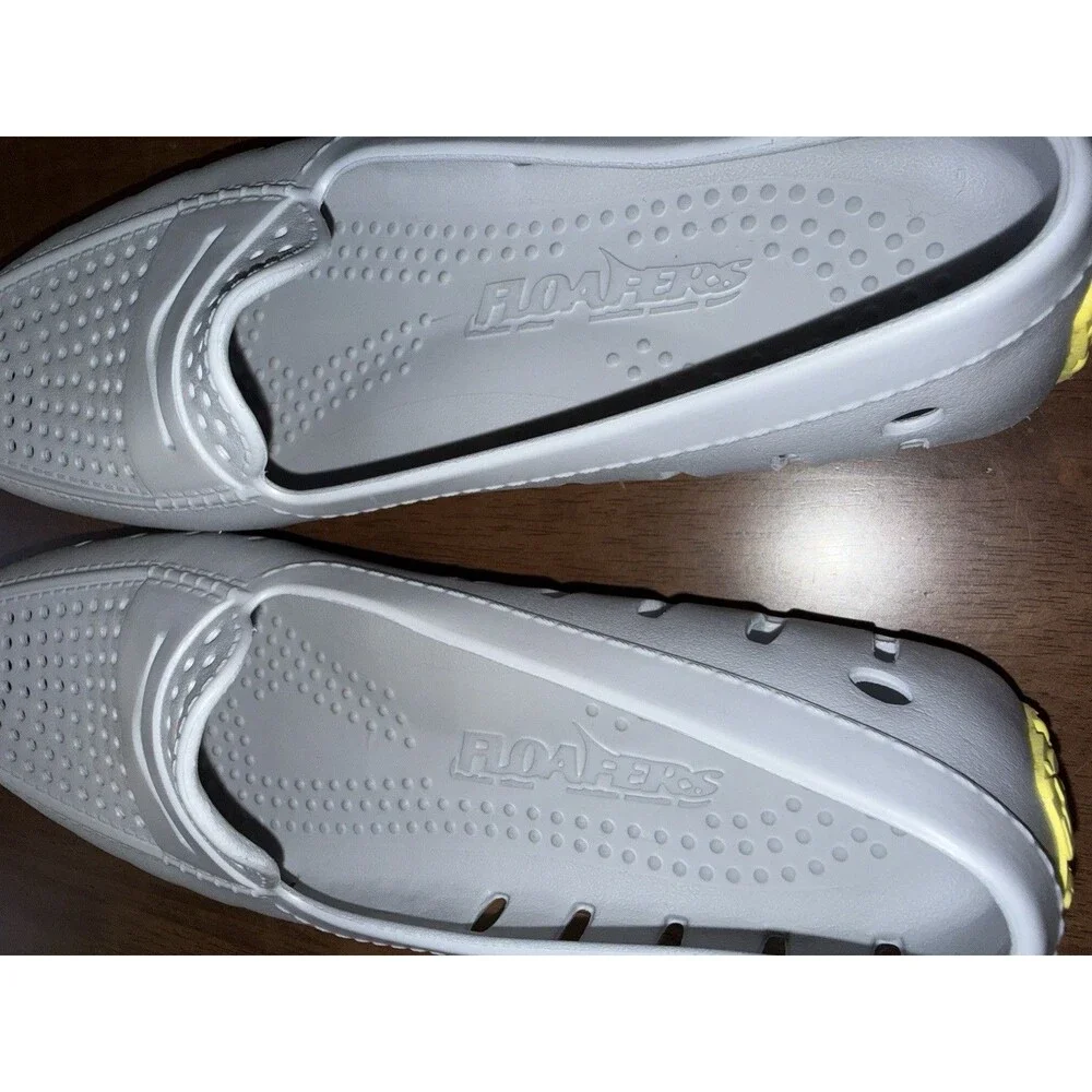 Floafers Rubber Driver Loafers Light Gray Yellow Sole Slip On Water Shoes Sz 13